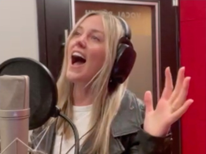 Taylor Louderman recording on the MacGyver the Musical concept album